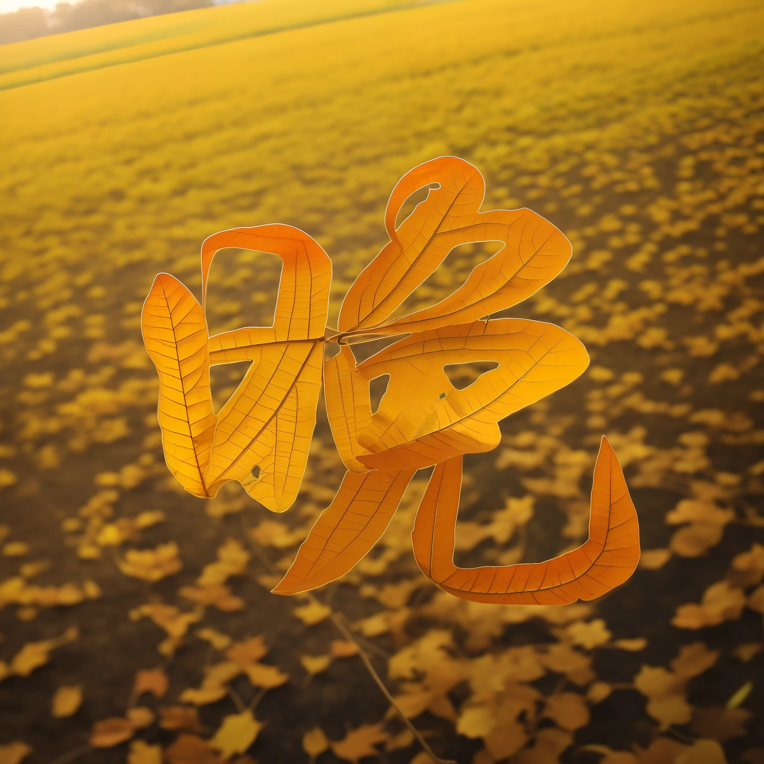 Autumn, fallen leaves, wheat, rice fields, details, abundant