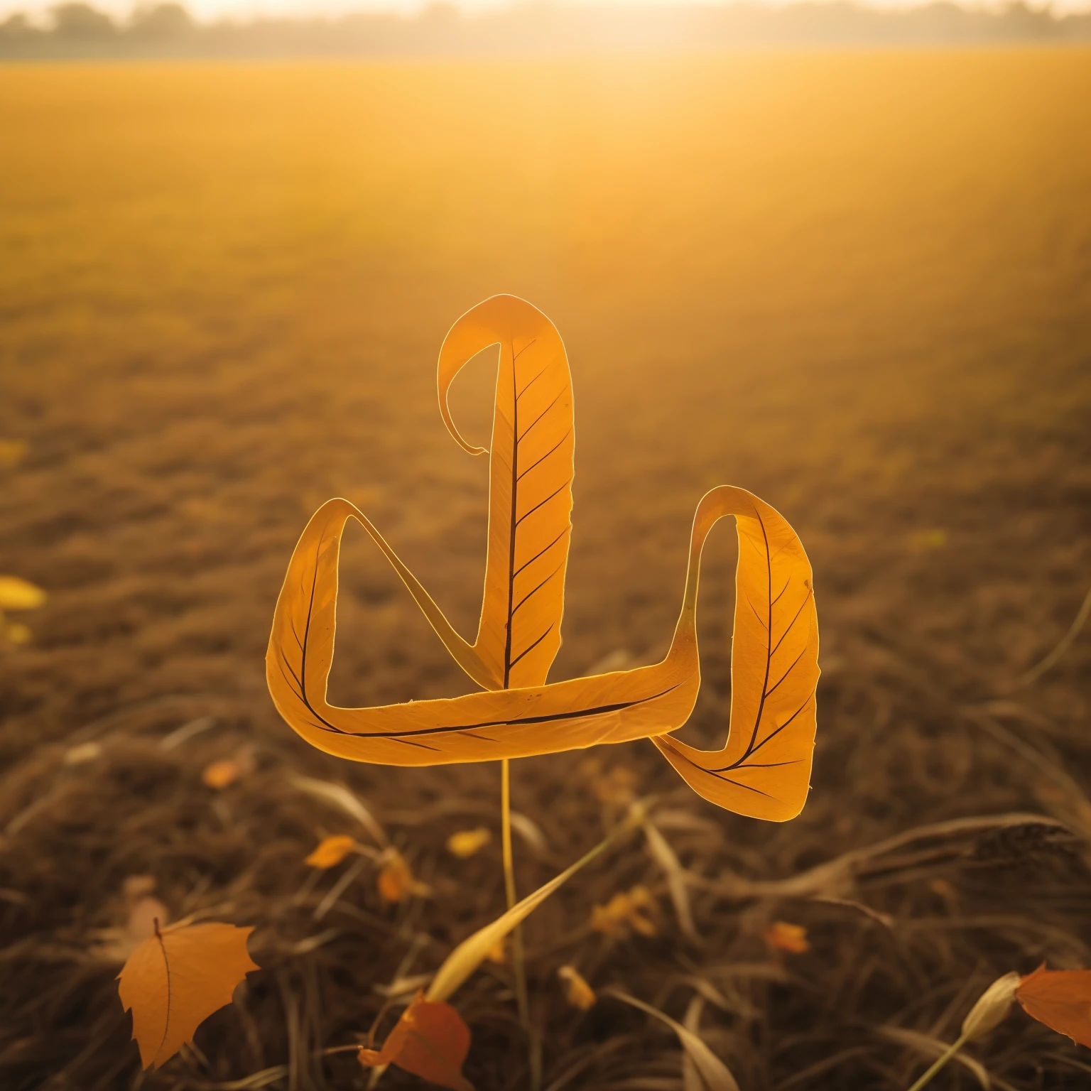 Autumn, fallen leaves, wheat, rice fields, details, abundant
