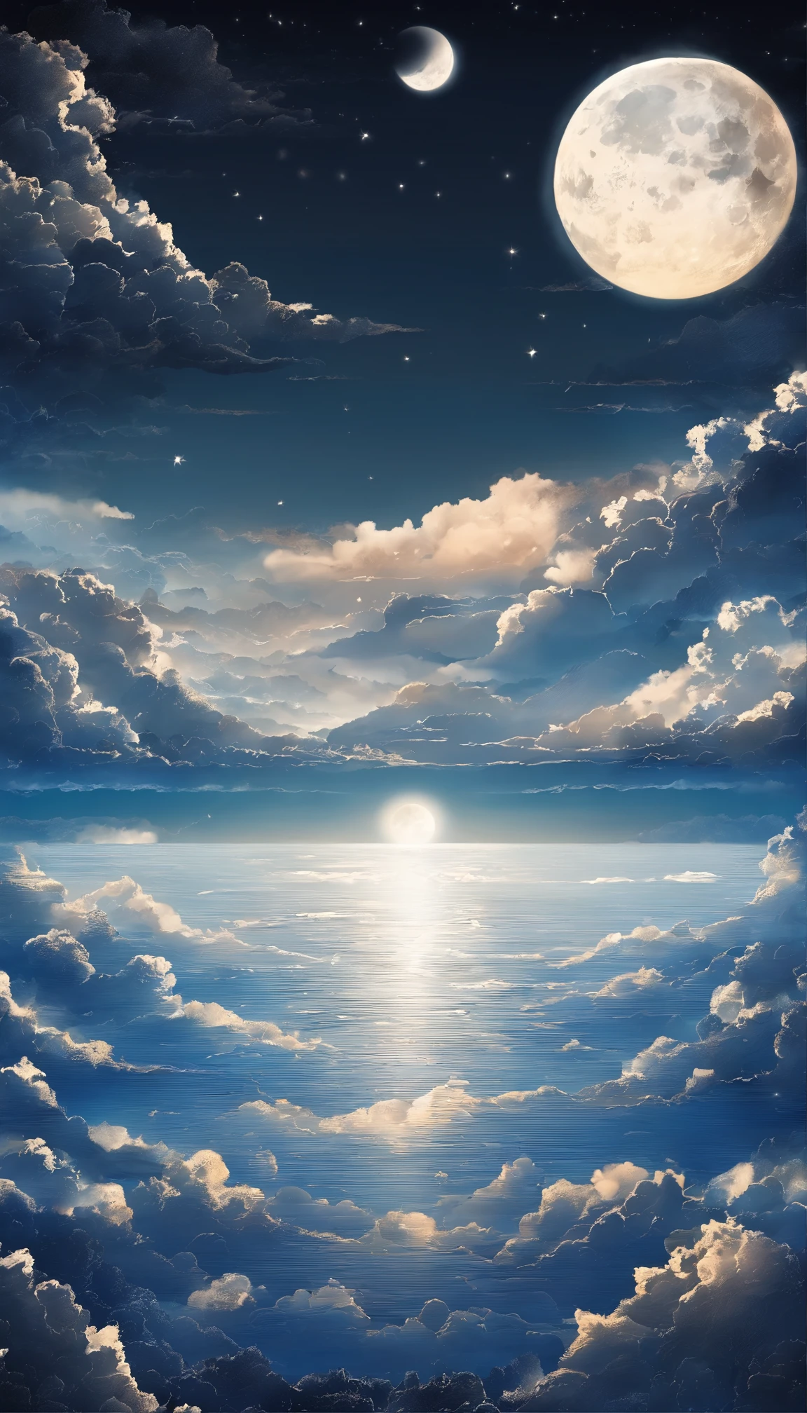 The best zigao，Extremely fine，perfect  detail，4K，8K，anime wallpaper，nffsw，nigh sky，black backgrounds，Ethereal cartoon style，moon full, moon background, Moon in the sky, moonlit backdrop, On Moon, Full moon background, with full moon in the sky, moon full, The moon is in the sky, moonlit backdrop, Big white moon background, Moon, Moon in the sky, Far side of the moon，moon in clouds，white clouds