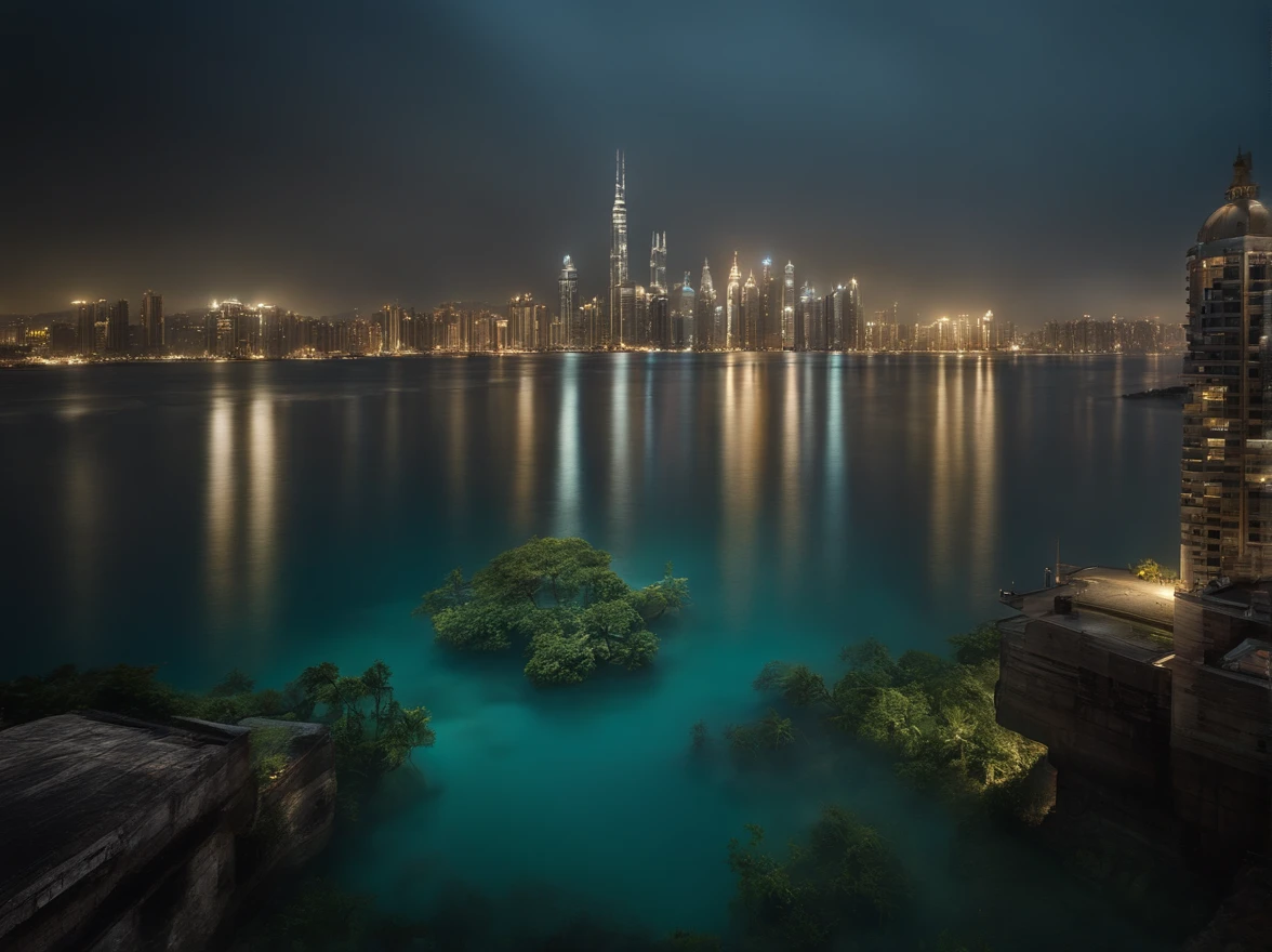 In this awe-inspiring photograph, a colossal city emerges from the depths of the water, evoking images of a modern-day Atlantis. The photographer captures the grandeur and magnitude of the city's architecture, with towering skyscrapers reaching towards the sky. The cityscape is bathed in a soft, otherworldly glow, creating an ethereal and mysterious atmosphere. The composition utilizes leading lines, drawing the viewer's gaze towards the heart of the city. Renowned photographer Edward Burtynsky skillfully captures the majesty and enigma of this underwater metropolis