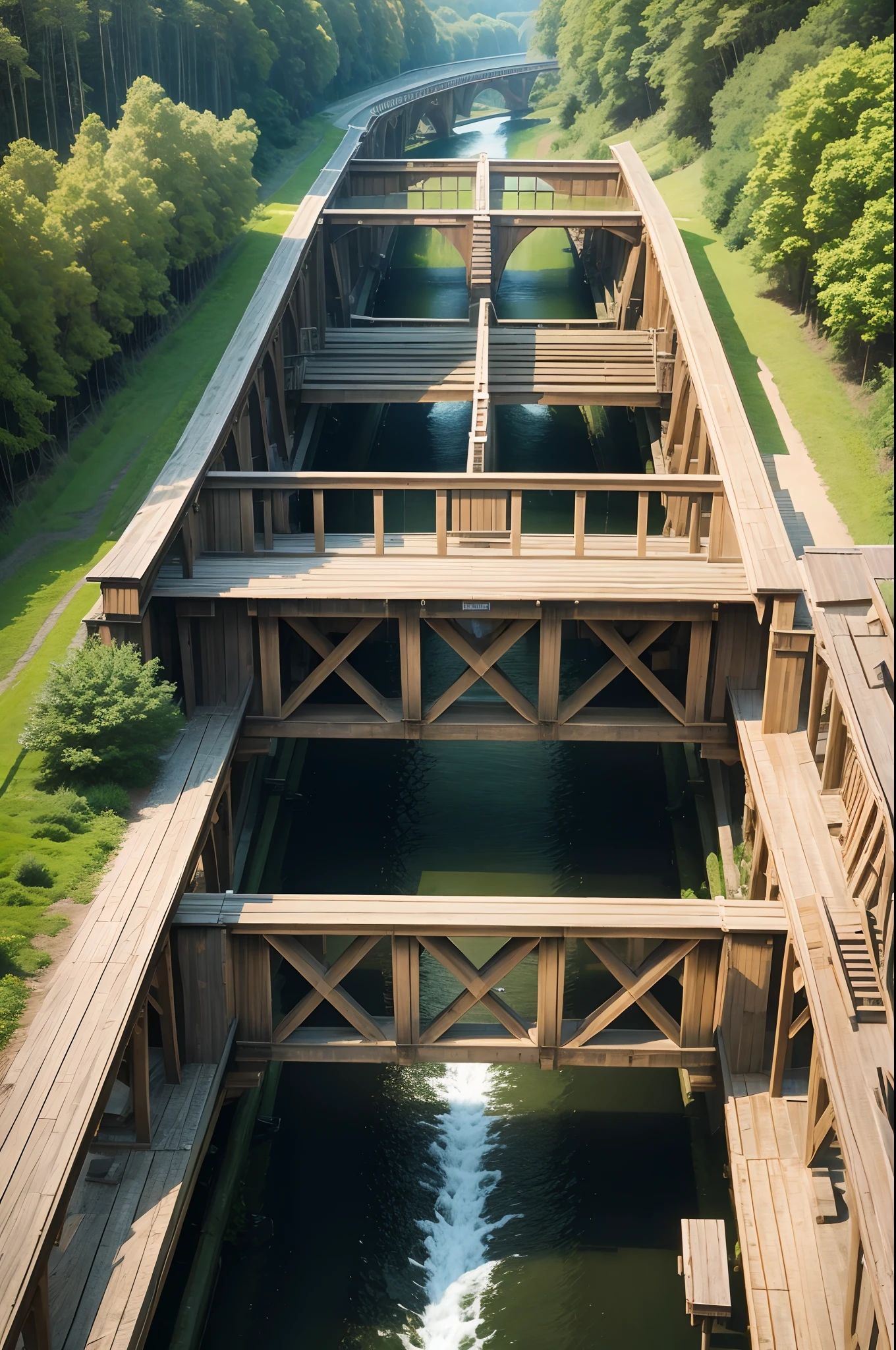 Wooden trestle bridge, The style is similar, connections