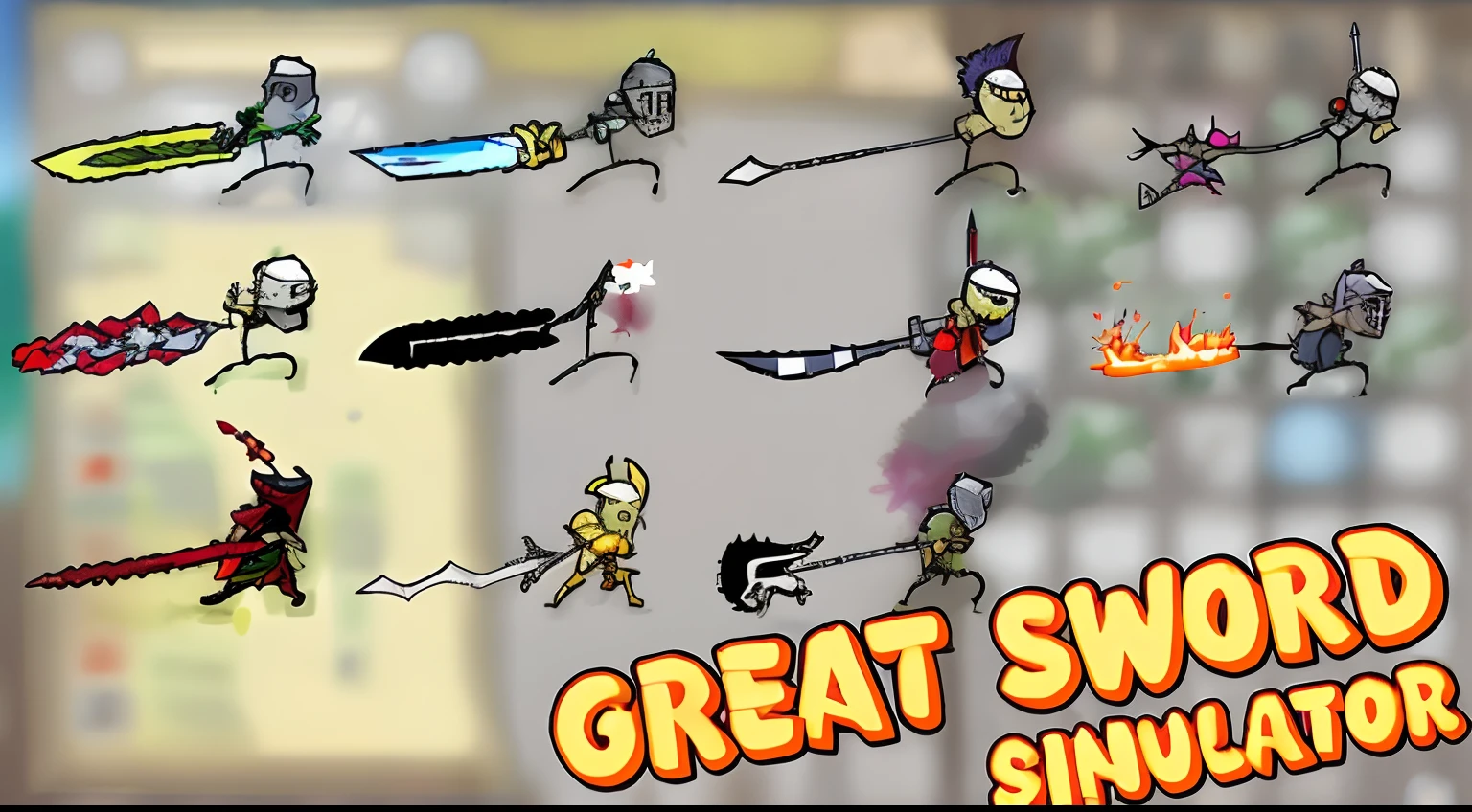 Stickman with sword and sword close-up, sword slash, dual wielding swords, sword attack, many swords, swords drawn, newgrounds, Multiple floating swords, jumping leaping heroic attack, practising sword stances, Wield a big sword, giant sword, Snail vs Knight, activity with fight on swords, Stick figures, swordsman