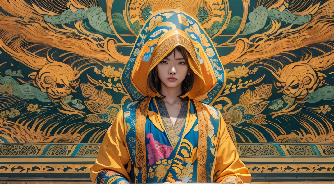 award - winning wallpaper(Sunny)My eyes were full of confusion,,Full Body Male Meditation Master 32K(tmasterpiece,k hd,hyper HD,32K)Flowing black hair,The camp is disorganized,zydink, Rainbow colors, Award-winning wallpaper master level(rainbowing), (Linen batik scarf), Angry fighting stance, looking at the ground, Batik linen bandana, Chinese python pattern long-sleeved garment, (Abstract propylene splash:1.2)(((rainbowing))),Full body male meditator,