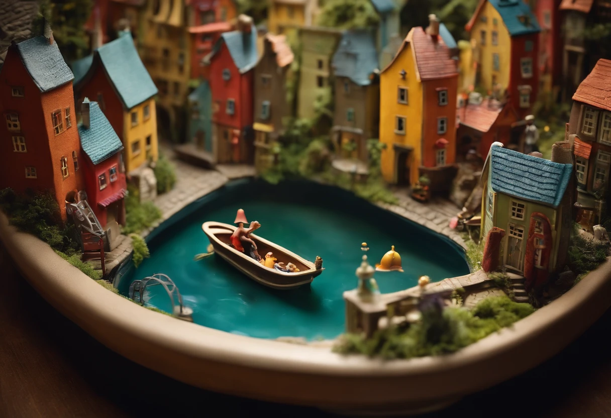 Step into a world of imagination with this whimsical photograph of a city floating in a bathtub. The miniature city is meticulously crafted with intricate details, showcasing buildings, bridges, and bustling streets. Playful creativity is evident in the vibrant colors and unique architectural designs. The photographer captures the essence of childhood wonder and exploration, as if the city has come to life through the eyes of a child. This enchanting image was captured by renowned photographer Annie Leibovitz, known for her ability to create fantastical scenes that capture the viewer's imagination