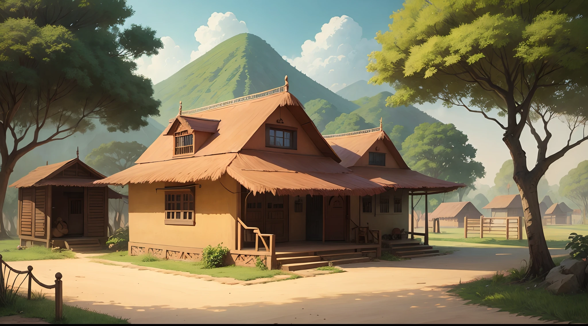 Cartoon indian village house, in cartoon