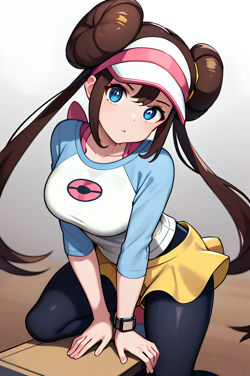 nsfw,(masterpiece),(perfect anatomy),distortion correction, best quality,flat painting,super detailed skin,beautiful detailed eyes,(animated painting),(anime colored),pokemon official art,(rosa/(pokemon/)),young,cute, highres, ro1, hair bun, blue eyes, twintails, visor cap, raglan sleeves, shirt, pink bow, wristwatch, (short stature),slender body,thin hip,skinny legs,(beautifully shaped breasts),large breasts,nude,nipple,(shirt lift by myself:1.3),bra_lift,half undressed,(disproportionate breasts),breasts aports,bottomressed,breasts and nipple out,clitoris,looking at viewer,pov_male,(front viewer),from_below,in public,outdoor,(secretly show),(in alley shade),be embarrassing,(fidget),>:(,1boy,(gets creampie),cum in pussy