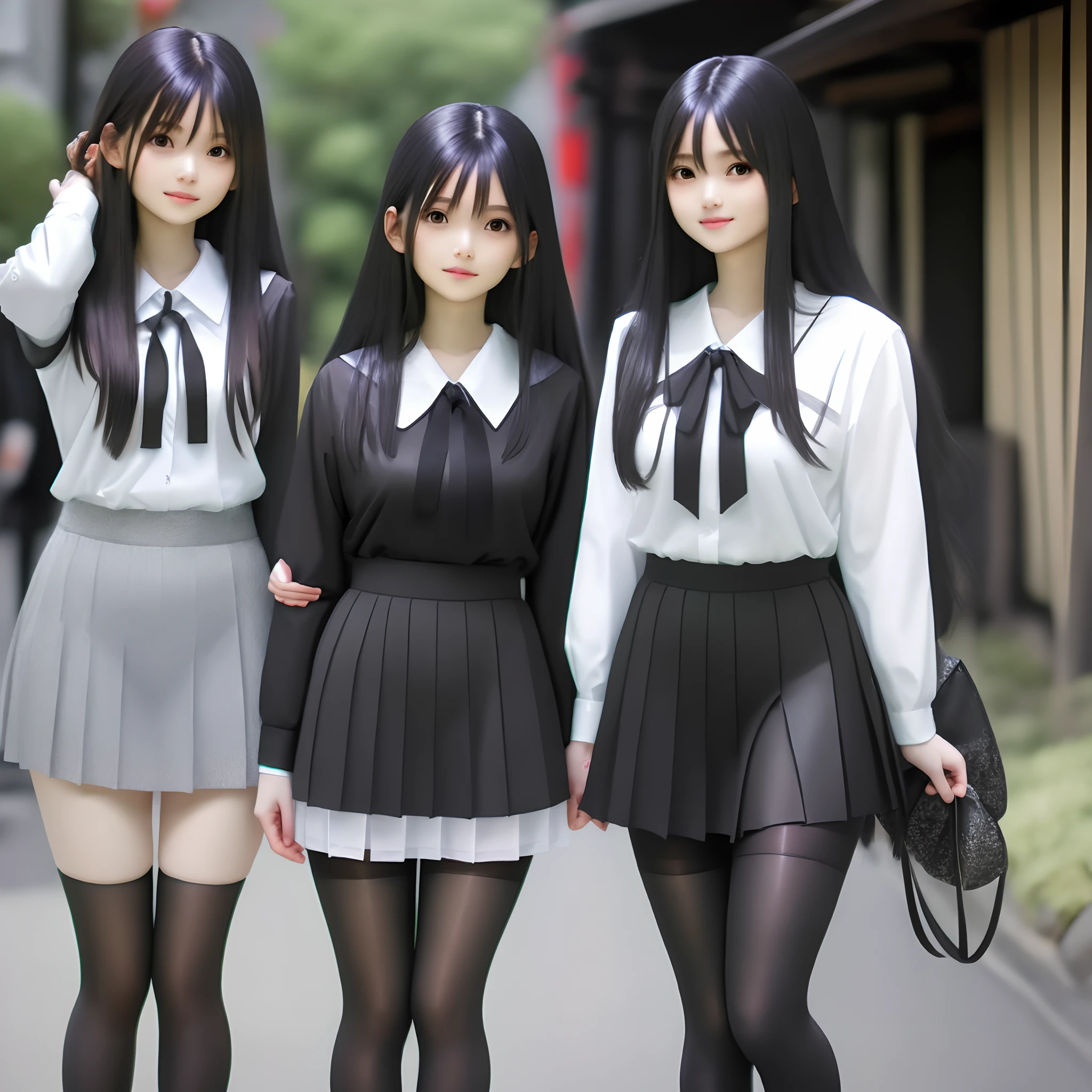 masterpiece, top quality, full body, bangs, black choker, 2girls, lily, lesbian kiss, kiss, (black hair), long hair, hug, cleavage, bountiful breasts, gym clothes, navy blue bloomers, slim, see-through, micro mini skirt, pleated skirt, loli,
