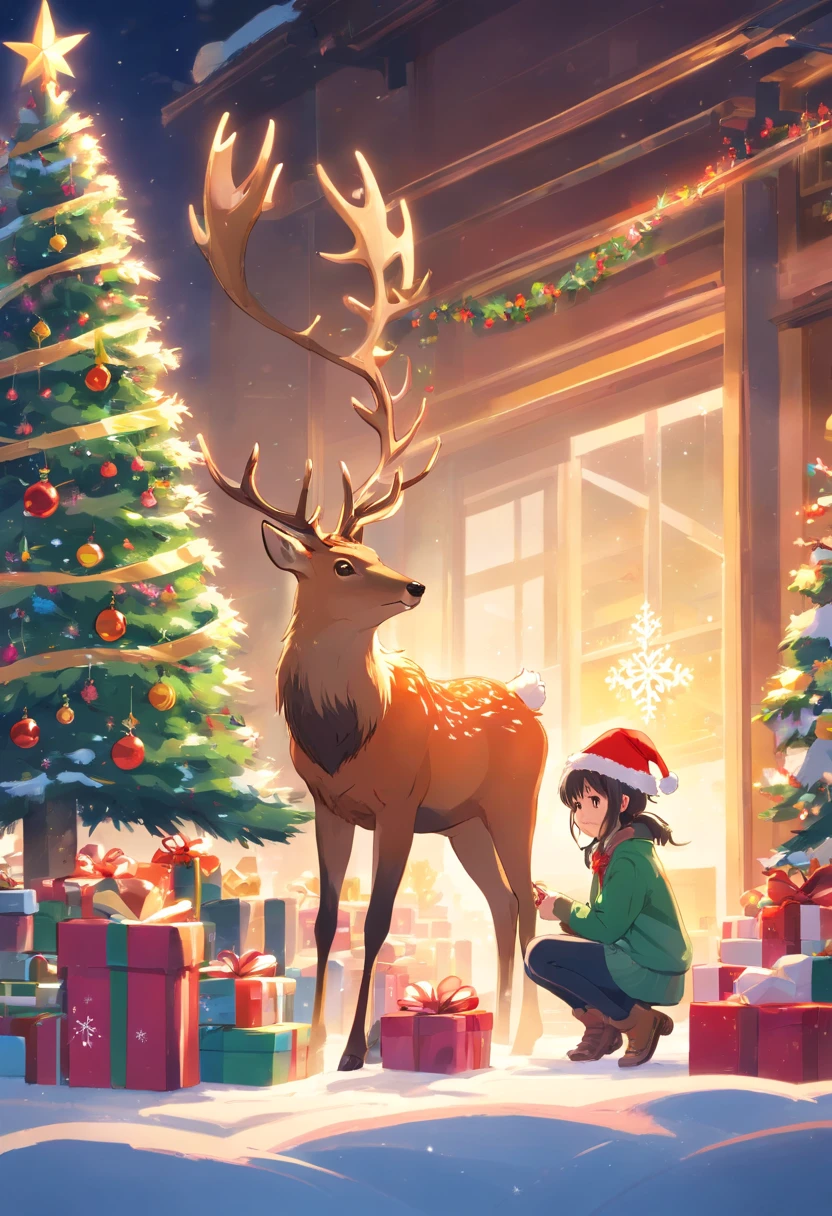 christmas,elk,santa,Bell,gifts,snowflower,Christmas tree