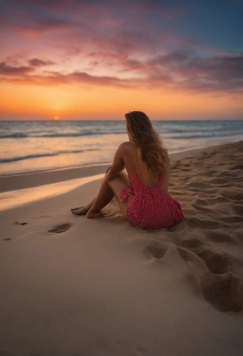 The woman on the beach is bored