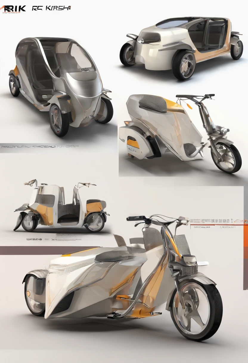 make the 3d model of the modern futuristic riksha with pencil skech design