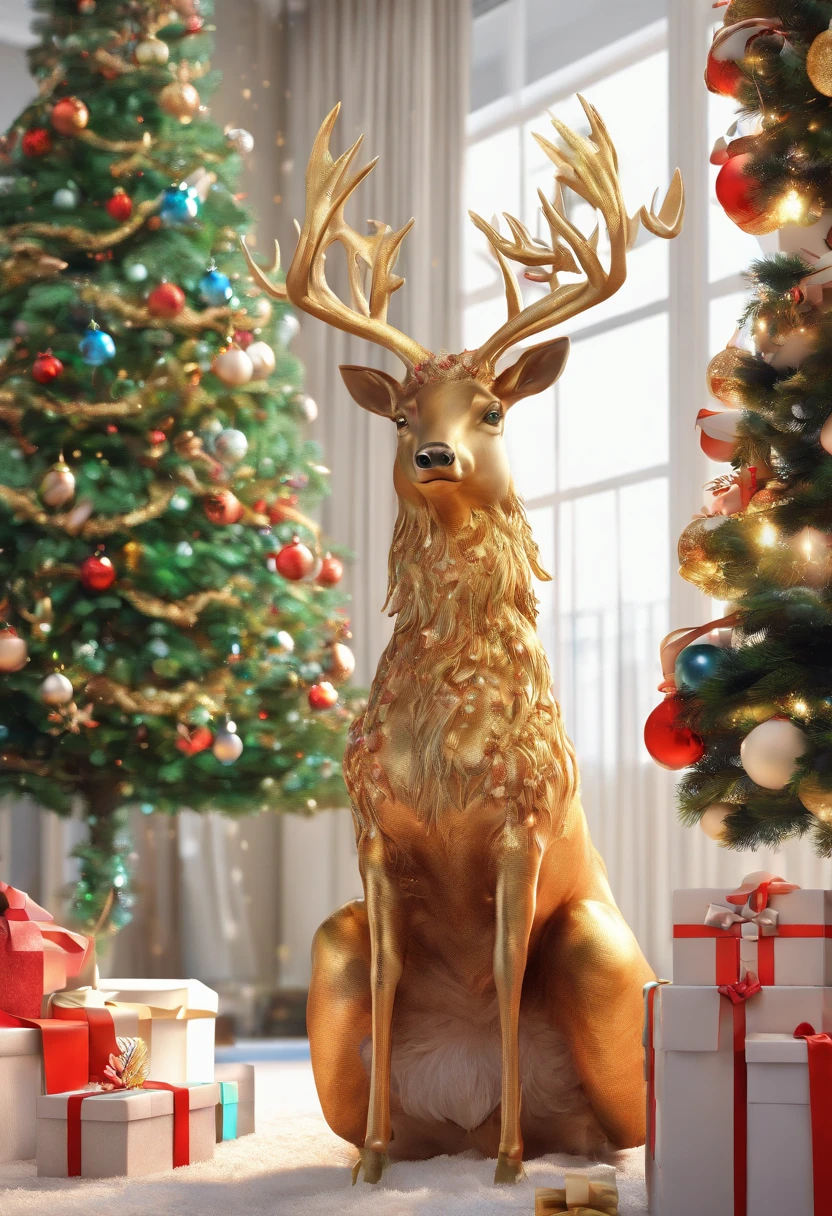 统一 8k 壁纸,ultra - detailed,Beauty and aesthetics,tmasterpiece,best qualtiy,christmas,(main body:car),Automotive elements,(Matching elements:elk,santa,Bell,gifts,snowflower,Christmas tree,)glittery,Warm,Detailed
