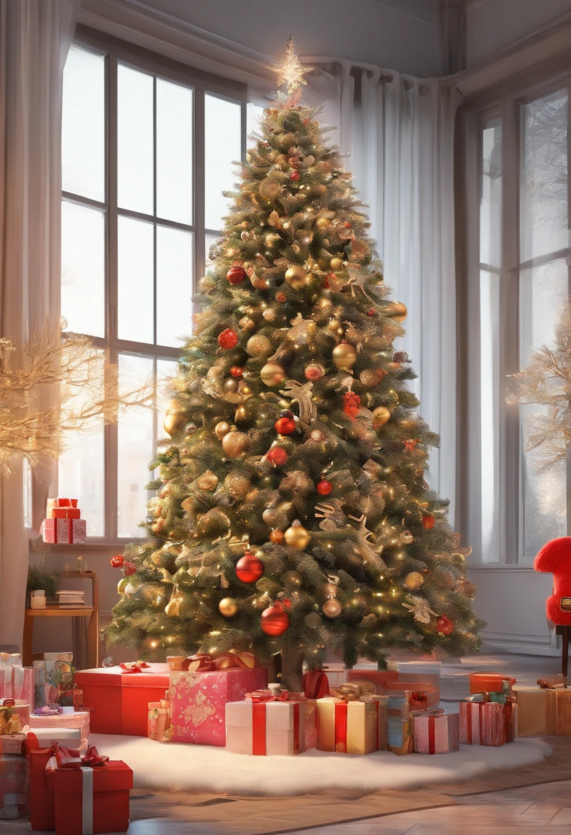统一 8k 壁纸,ultra - detailed,Beauty and aesthetics,tmasterpiece,best qualtiy,christmas,(main body:car),Automotive elements,(Matching elements:elk,santa,Bell,gifts,snowflower,Christmas tree,)glittery,Warm,Detailed