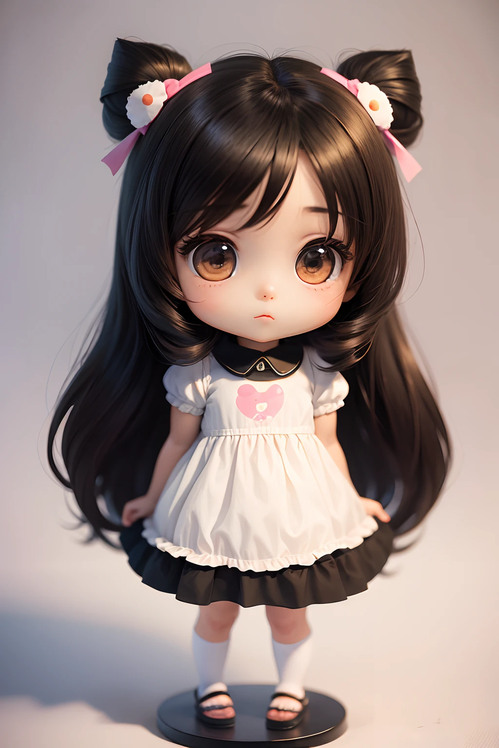((Best quality)), ((Masterpiece)),1 girl， animemanga girl，Infant body type，Very short in height，Black color hair，a black skirt，Cat ears，Fierce expression