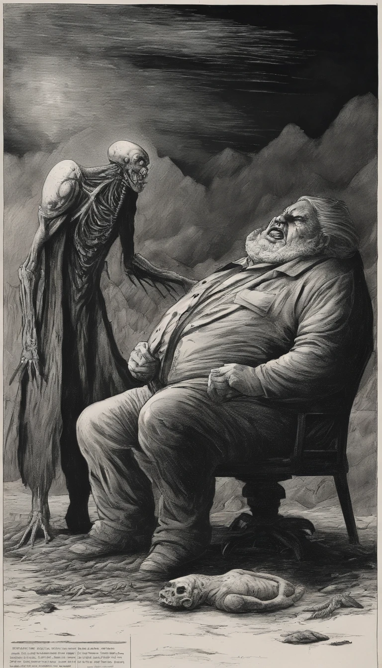 fat old man killing an alien.