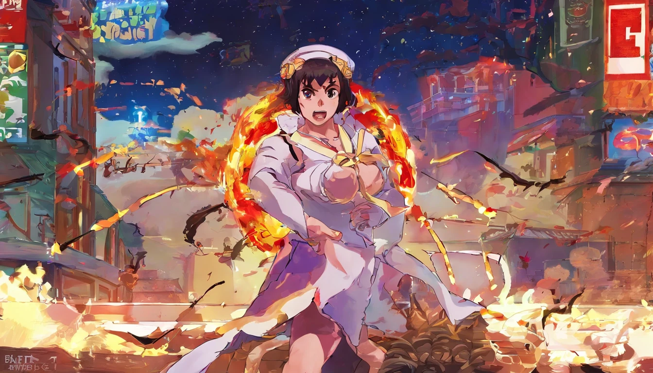 masutepiece, Best Quality, Extremely detailed, Anime, girl, magical girl costume, Magic, Pretty women, bob cuts, Mini skirt, Garter Belt, zettai ryouiki, Black hair, Black eyes, magical little girl, Fantasy, Smile,Magic Effects,Panchira,Bullish appearance,natta,Beautiful starry sky,