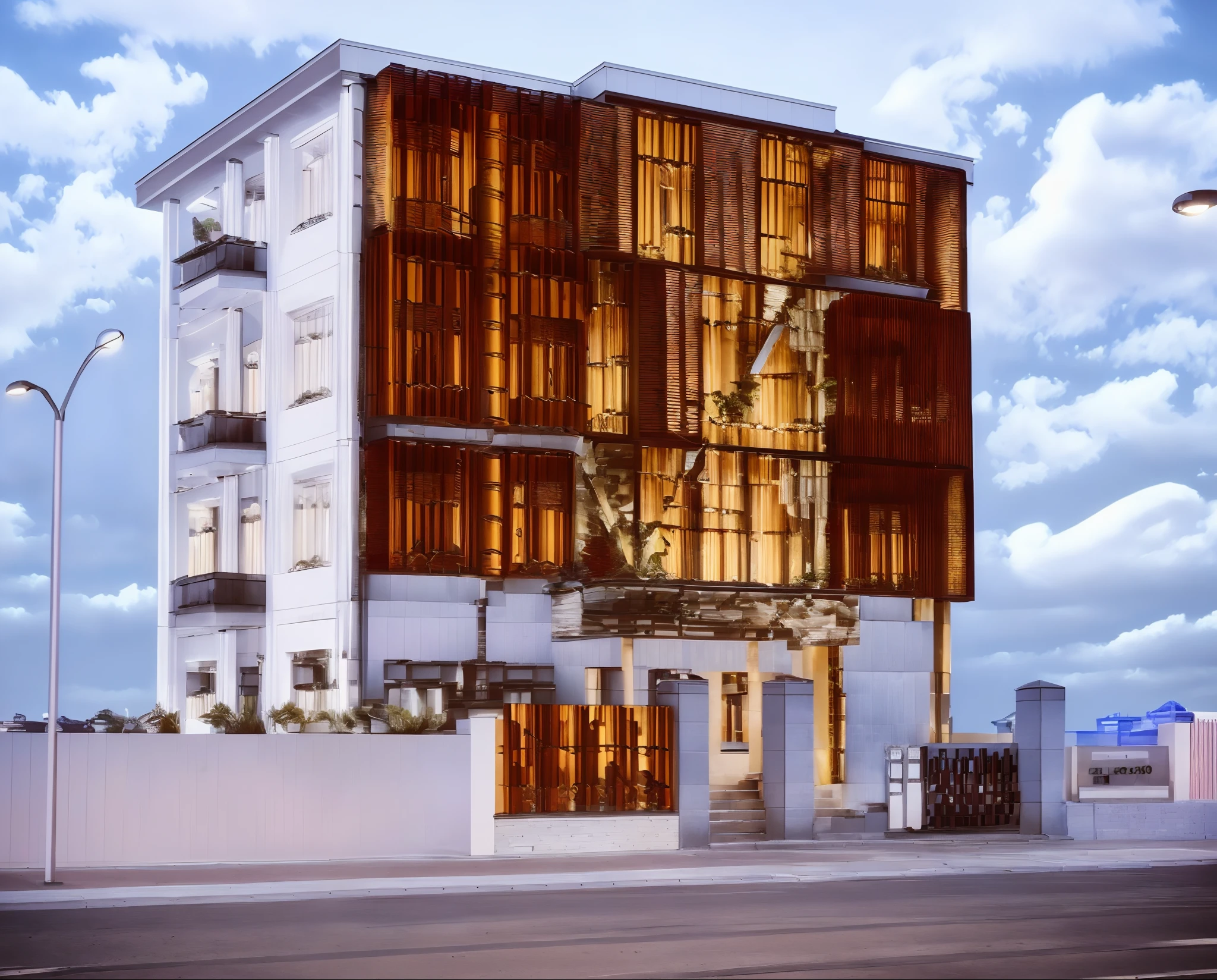 rendering of a building with a red line going up the side, front elevation view, front-view, render in vray, render vray, elevation view, frontview, d render, vray rendered, perspective view, building facing, rendered, mid-view, 3 d vray render, front view, architectural render, architectural rendering, precise architectural rendering,blackandwhite, mid night, yellow lighing lamp, modern street, white tone Steps: 30, Sampler: DPM++ SDE Karras, CFG scale: 7, Seed: 1174950586, Size: 1400x800, Model hash: a8e08b582e, Model: realisticVisionV30_v30VAE, ControlNet 0: "Module: lineart_realistic, Model: control_v11p_sd15_lineart [43d4be0d], Weight: 1, Resize Mode: Crop and Resize, Low Vram: False, Processor Res: 512, Guidance Start: 0, Guidance End: 1, Pixel Perfect: False, Control Mode: My prompt is more important", Lora hashes: "AARG_villa-000015: 6d441a9f49a5", Version: v1.6.0