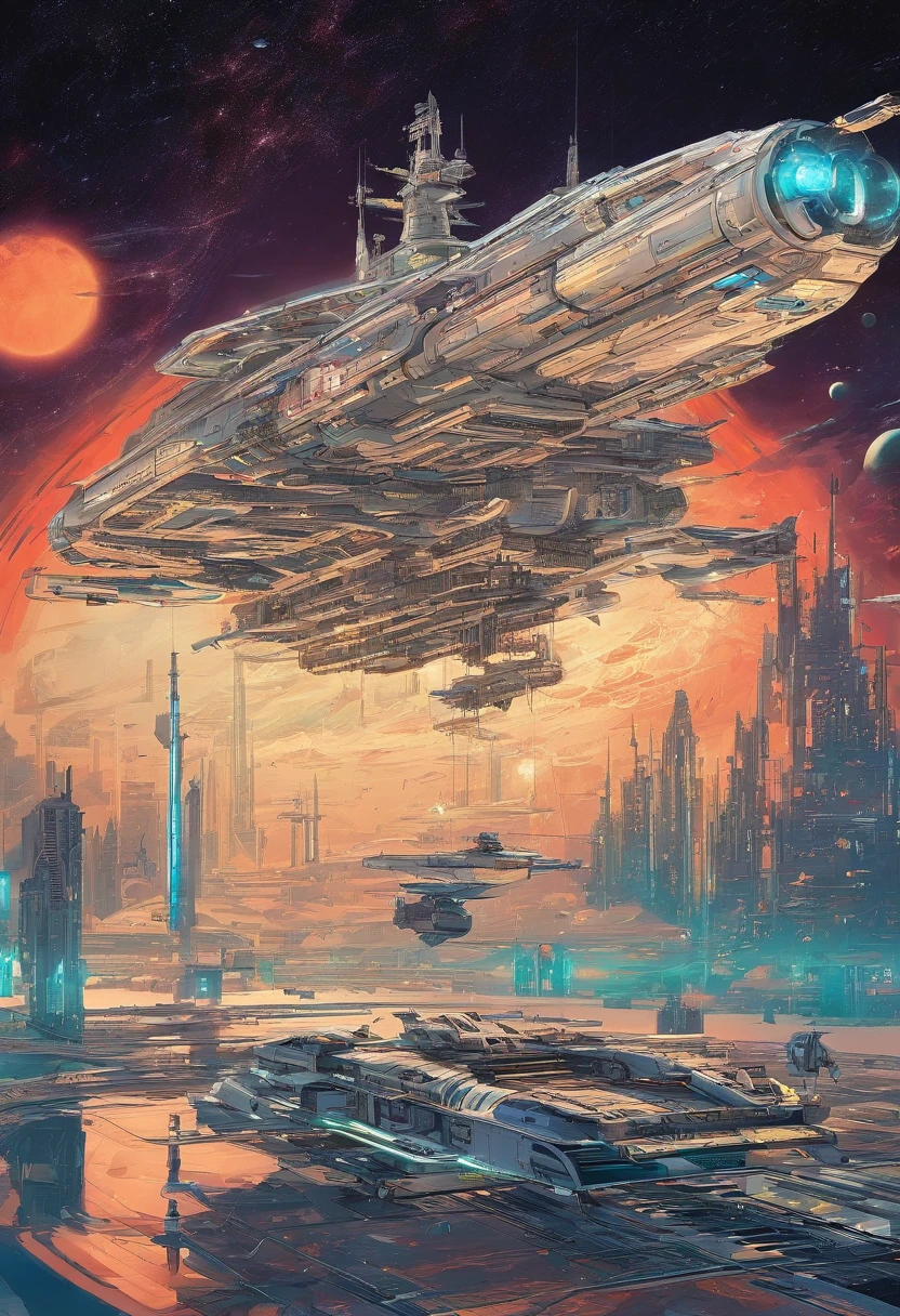 Giant space battleship,Float in the depths of space