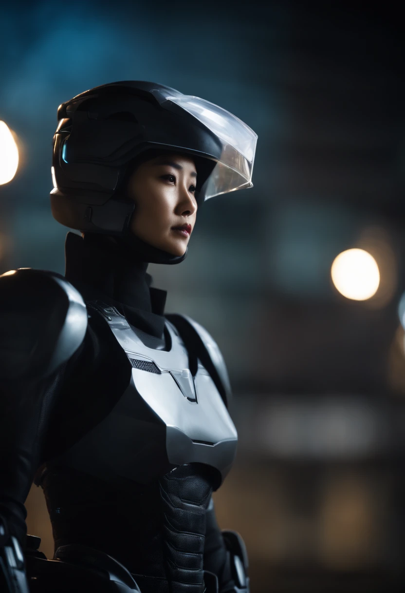 SUITS LIKE ROBOCOP、Asian Women、Eyes are hidden、Standing alone、