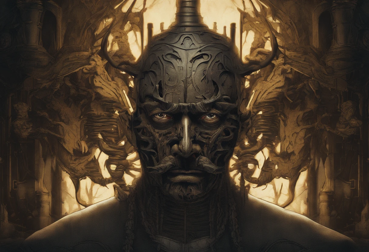 sri lankan former president mahinda rajapaksha, mahinda rajapaksha face, thick mustache, (body horror:1.4), (biomachine:1.3), (bloody:1.2), living being, (colorful:1.2), Hans Giger, many hands, (zentangle:1.2),bright yellow eyes, evil smile,
oil on matte canvas, sharp details intricate, highly detailed, digital painting, rich color, smooth, sharp focus, illustration, Unreal Engine 5, 8K, art by artgerm and greg rutkowski and alphonse mucha
(masterpiece,detailed,highres:1.2),