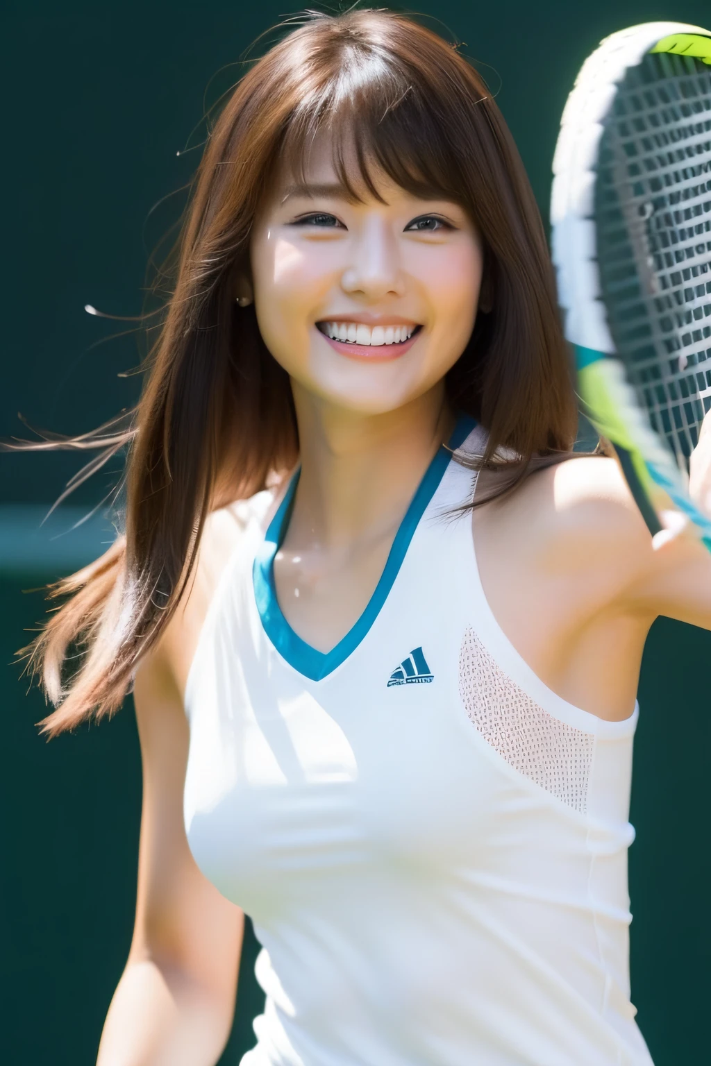 K-pop idols、Female sexy、A smile、Tennis Wear、Inside the tennis court