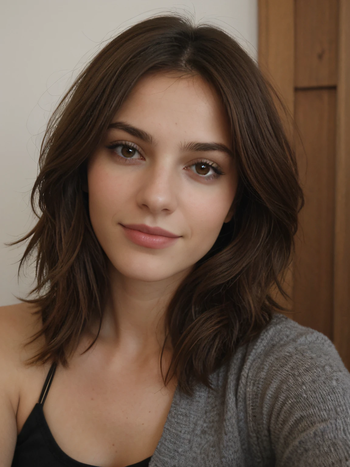 femme brune selfi