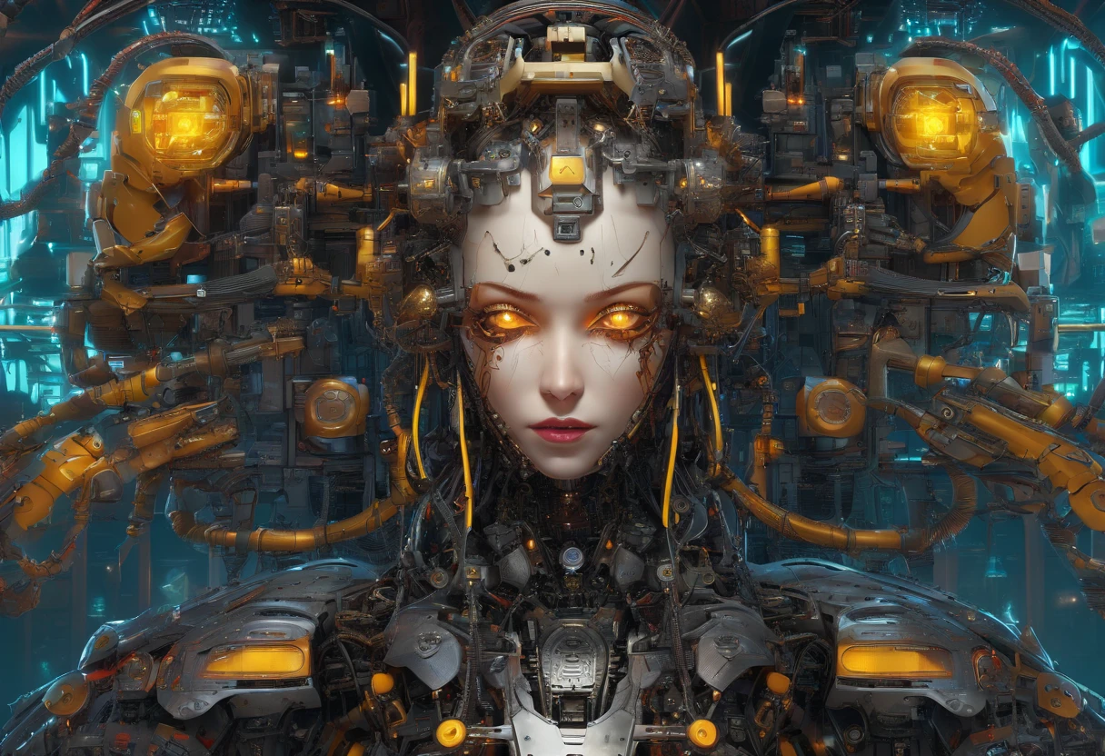 girl face robot (body horror:1.4), (biomachine:1.3), (bloody:1.2), living being, (colorful:1.2), Hans Giger,  many hands, (zentangle:1.2),bright yellow eyes, evil smile,
oil on matte canvas, sharp details intricate, highly detailed, digital painting, rich color, smooth, sharp focus, illustration, Unreal Engine 5, 8K, art by artgerm and greg rutkowski and alphonse mucha
(masterpiece,detailed,highres:1.2),