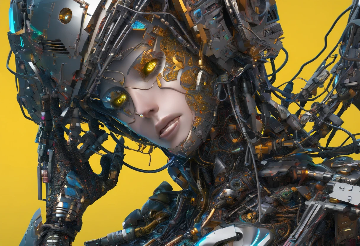 girl face robot (body horror:1.4), (biomachine:1.3), (bloody:1.2), living being, (colorful:1.2), Hans Giger, many hands, (zentangle:1.2),bright yellow eyes, evil smile,
oil on matte canvas, sharp details intricate, highly detailed, digital painting, rich color, smooth, sharp focus, illustration, Unreal Engine 5, 8K, art by artgerm and greg rutkowski and alphonse mucha
(masterpiece,detailed,highres:1.2),