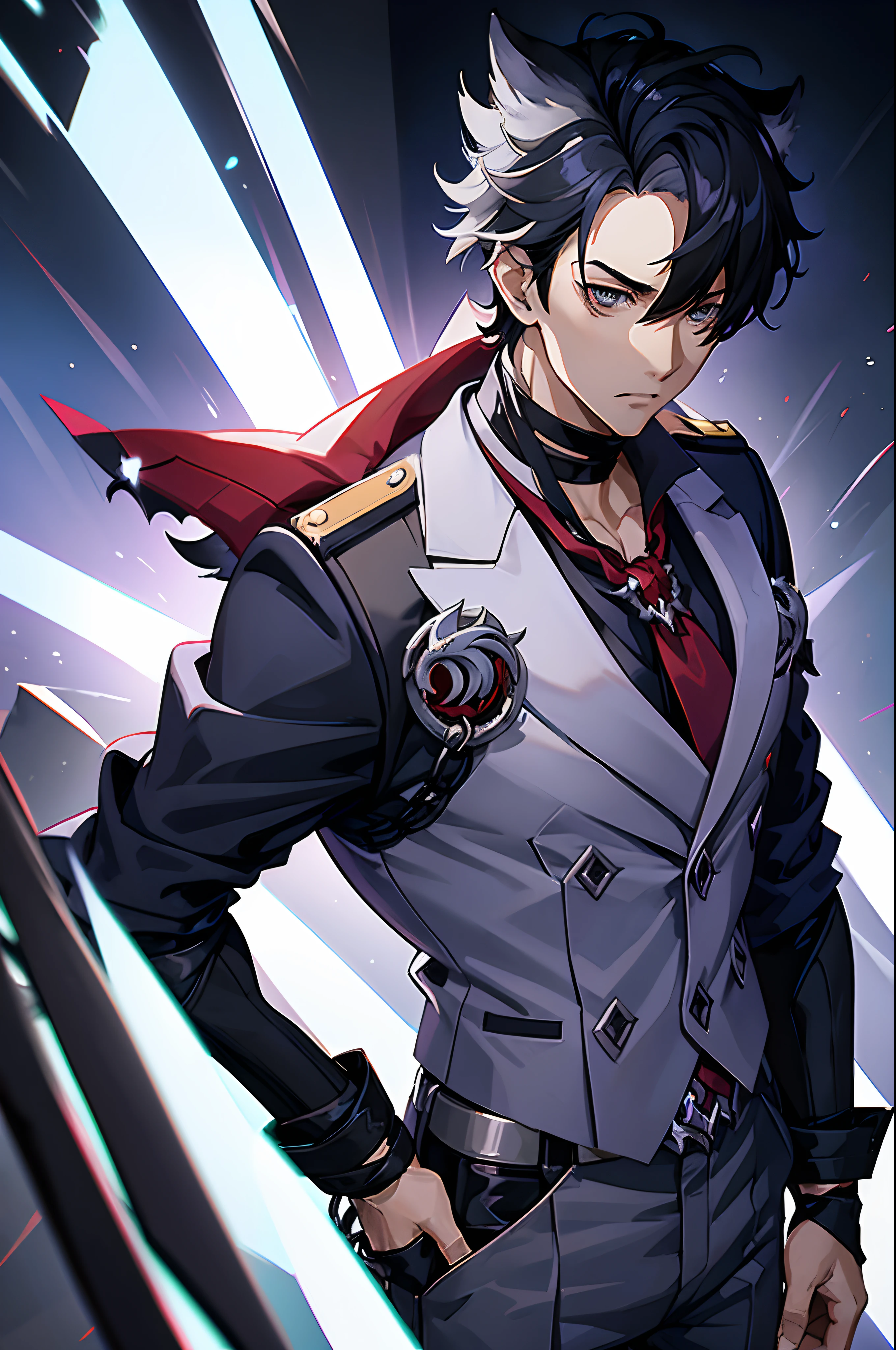 anime character in a suit and tie standing in front of a jail cell, badass anime 8 k, handsome guy in demon slayer art, handsome male vampire, anime handsome man, key anime art, shigenori soejima illustration, best anime 4k konachan wallpaper, male anime character, handsome anime pose, male vampire, anime portrait of a handsome man