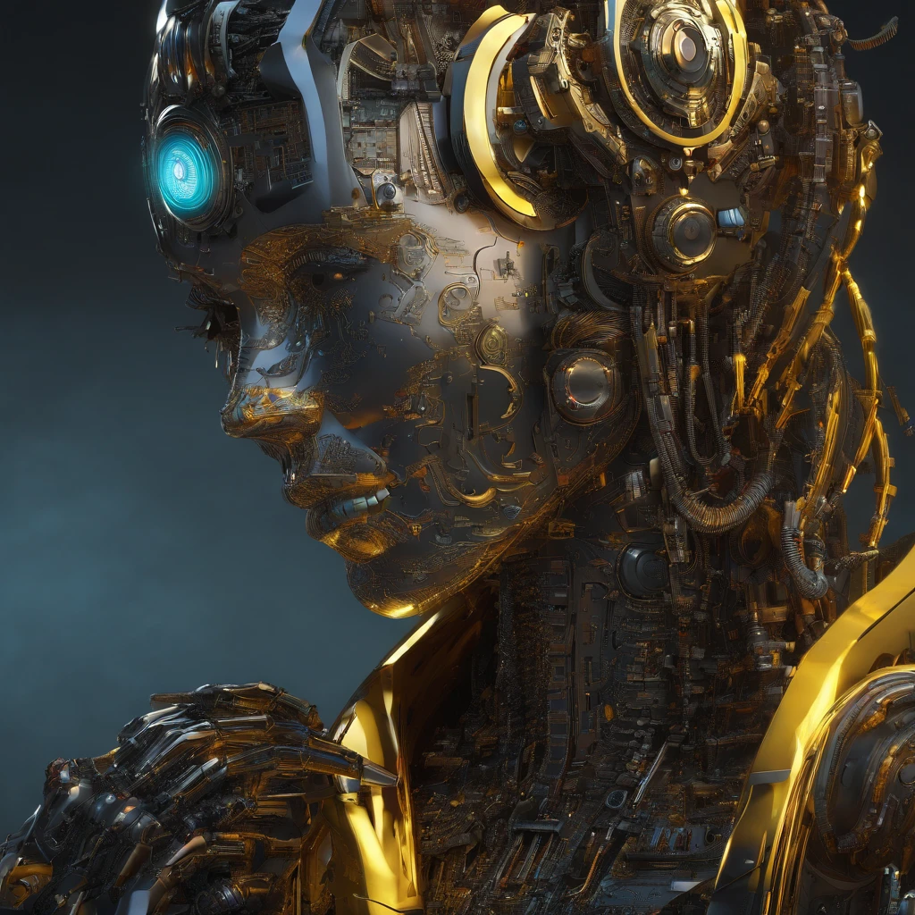 A close up of a robot with a glowing head and a large eye - SeaArt AI