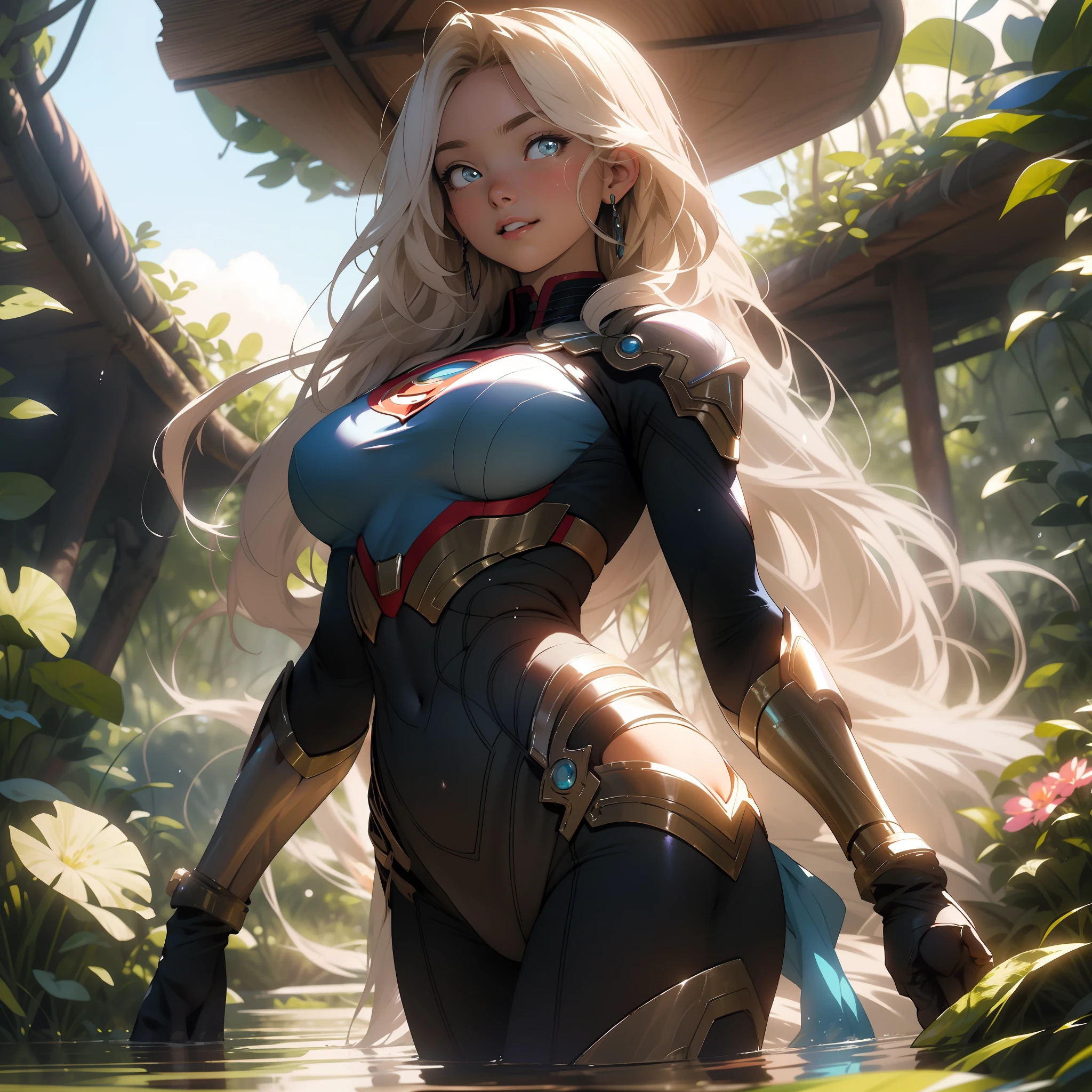 (RAW photo, Best quality), extremely detailed CG unity 8k壁纸,ink,astounding,电影灯光,lens_flare,dunhuang_Style,beautiful lady, Alphonse Mucha's style, light reflections, Oil painting, voluminetric lighting,sexy big breasts exposed,1female,36 years old,Huge breasts, 独奏, Supergirl,Wearing a sexy bikini Superman uniform, coniferous forest, She has long flowing hair, Bare genitalia, standing on your feet,Bigchest,Wet straight hair,Sweat profusely,drenched all over the body,frontage, hair straight, mostly cloudy sky,(((tmasterpiece),(Very detailed CG unity 8K wallpaper),best qualtiy,cinmatic lighting,detailed back ground,beatiful detailed eyes,Bright pupils,(Very fine and beautiful),(Beautiful and detailed eye description),ultra - detailed,tmasterpiece,)),facing at camera,A high resolution,ultra - detailed),beautifullegs,Very long hair,legs are open,Emotive expressions,Flushed complexion,Chest sagging,nakeness, Bulge,Expose the genitals,revealing breasts,Camel toes,with no underpants,extremely large bosom,Extremely colorful,Most detailed,fully body photo,The face is well lit