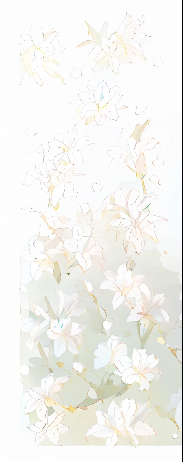 Beautiful flowers in sunlight with white lilies on background, In the style of glowing brushstrokes, masterful brushstrokes