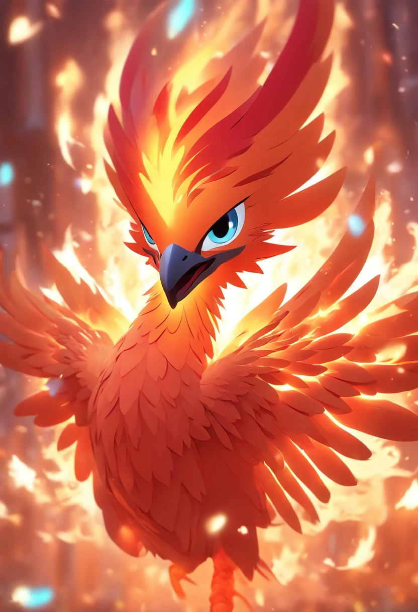 , tmasterpiece、top-quality、ultra - detailed、(Chibi Phoenix:1.2)、Red Firebird、Burning, White body.3D, C4D, blender, Octane rendering, Simple background, (White background :1.5), A masterpiece of pastel colors, Soft material, Best quality, Super detail, High quality, 4K --ar 3:4 --niji 5 -