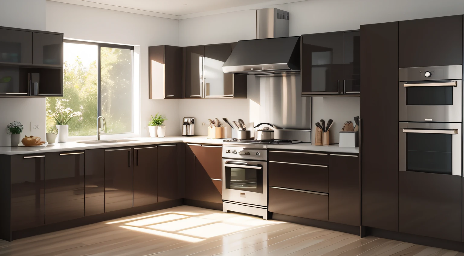 Draw a stylish modern kitchen