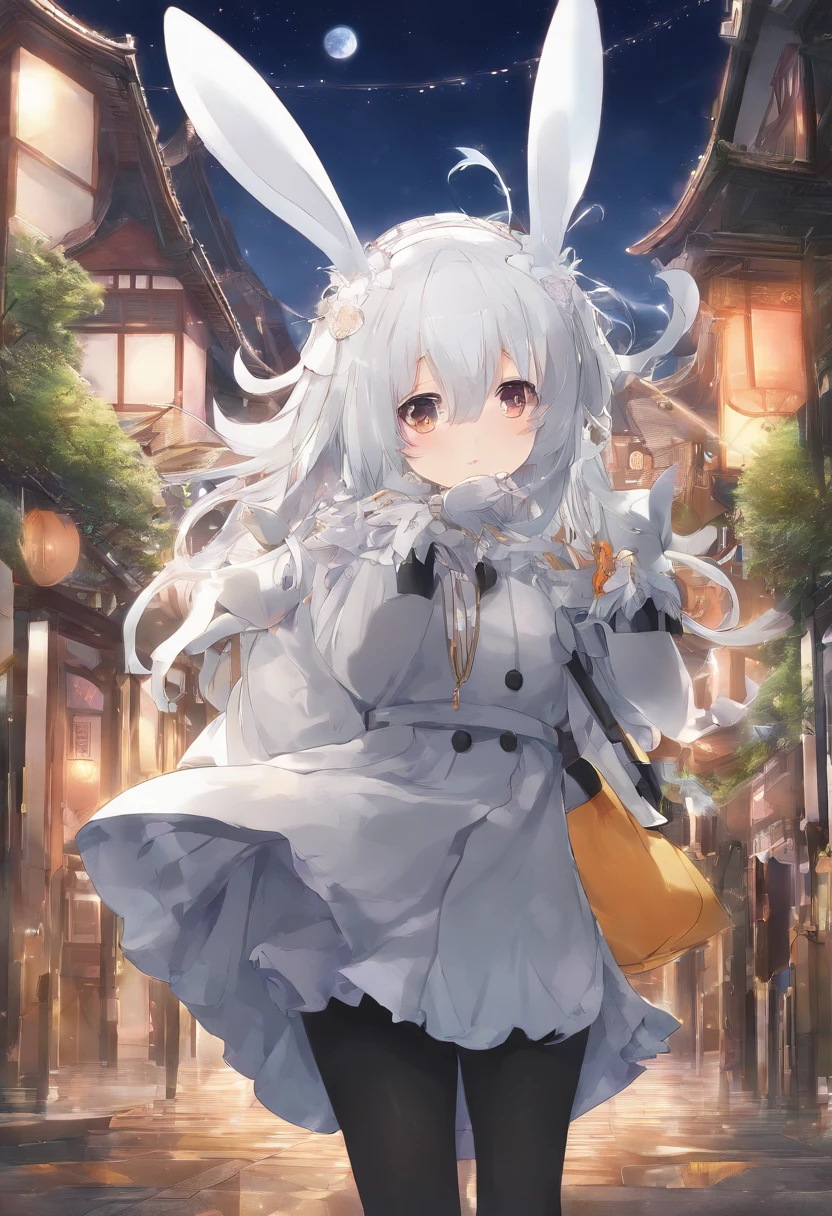anime character with white hair and yellow eyes holding a rabbit, anime style 4 k, 4k anime wallpaper, 4 k manga wallpaper, anime art wallpaper 4 k, anime art wallpaper 4k, anime art wallpaper 8 k, from arknights, best anime 4k konachan wallpaper, anime wallpaper 4k, anime wallpaper 4 k, nagito komaeda dressed up as a Ghost on a Halloween decorated street
