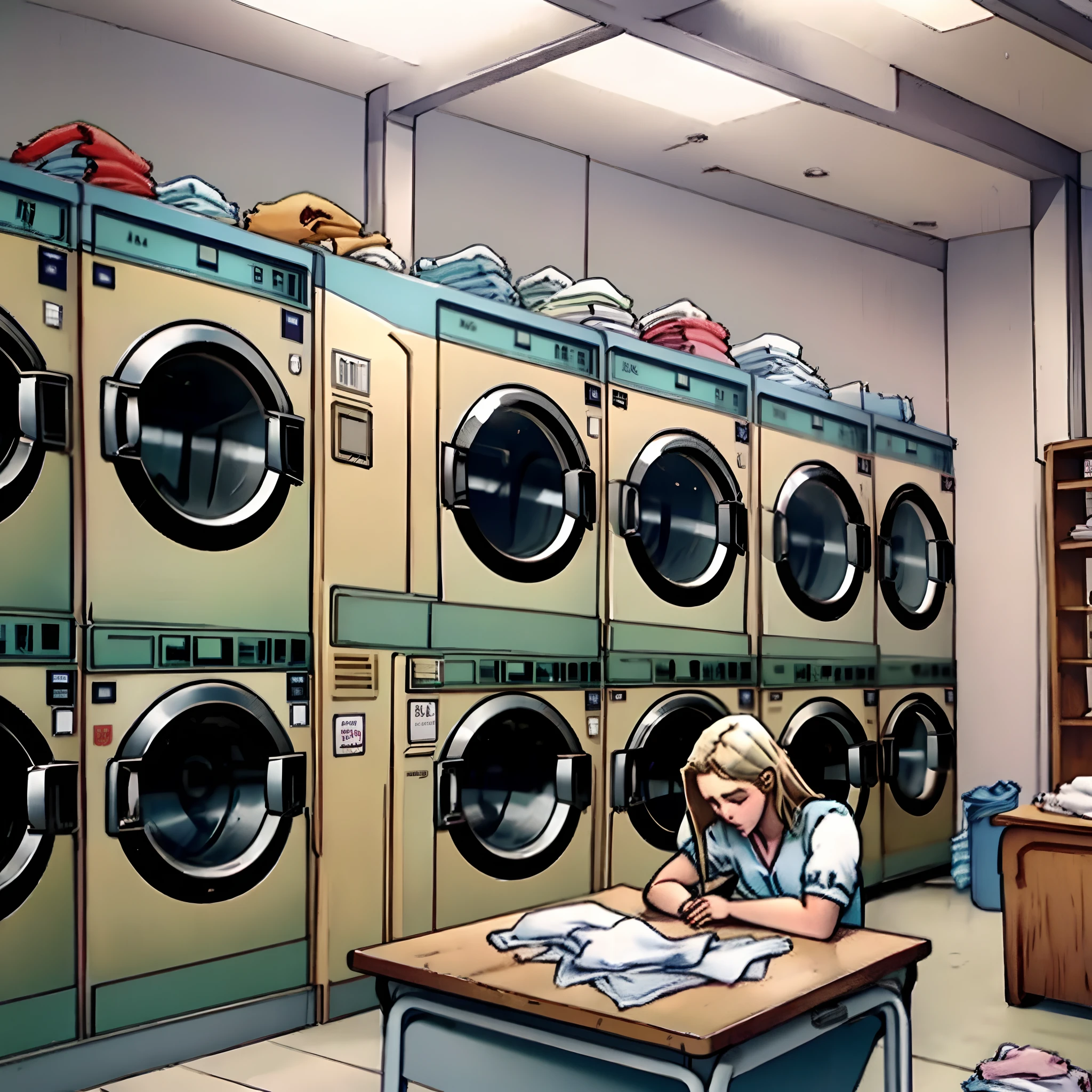 Blonde, desk, laundry, photographer, photo