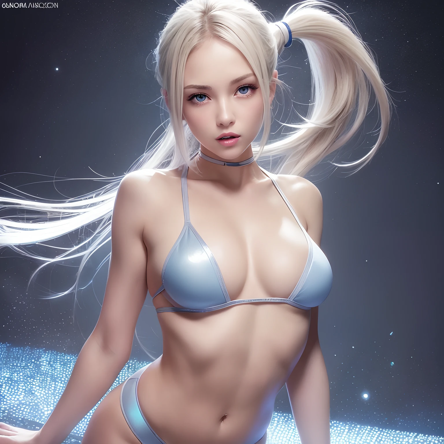 finest image, woman, sexy, beautiful, cute, amorous expression, lewd expression, ecstasy, orgasm, light blonde glossy iridescent ponytail, blue sparkling eyes, small breasts, abs, slender, perfect proportion, white tight tank top, gray tight short spats, sexy pose, professional lighting