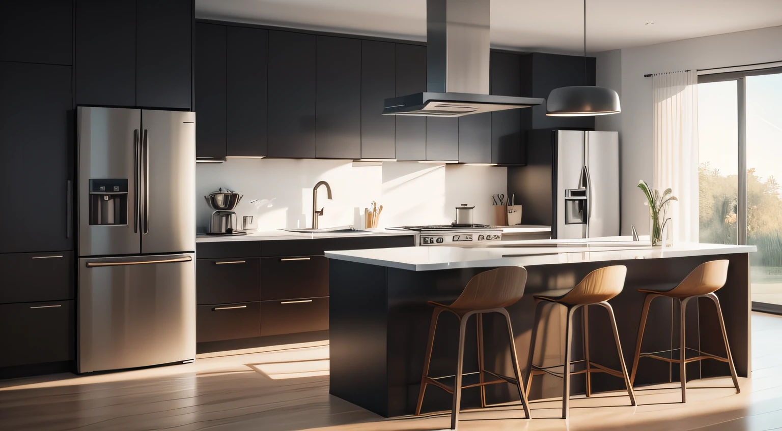 Draw a stylish modern kitchen