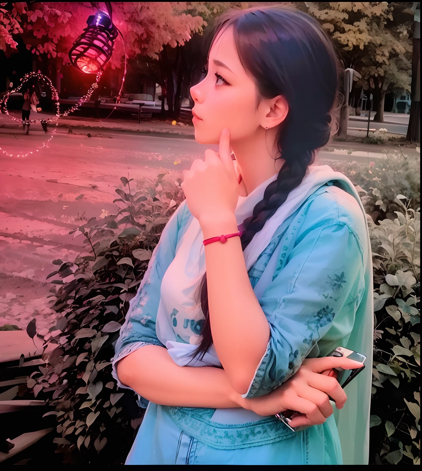 Cute girl and lighting imaging