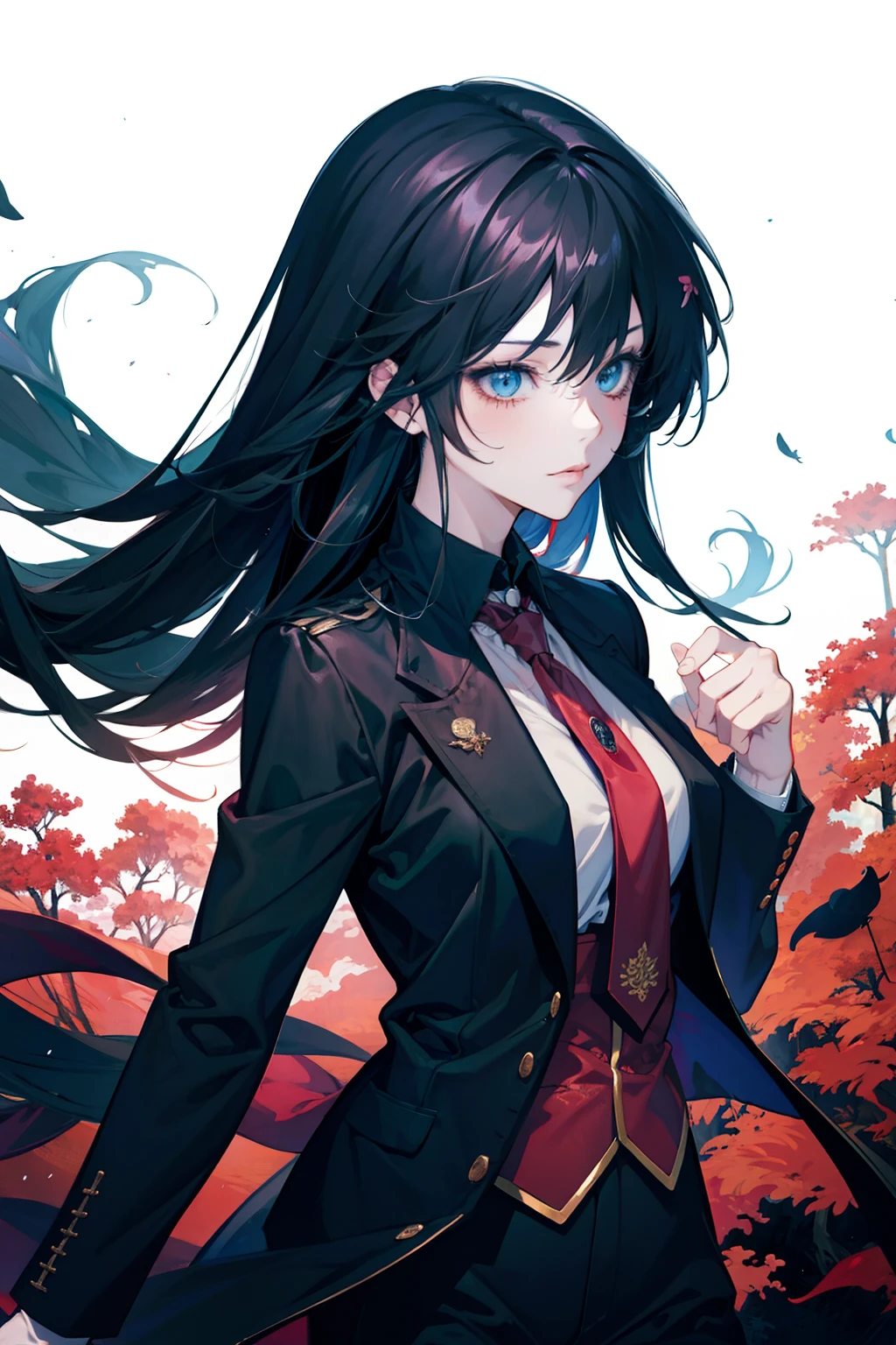 anime - style image of a girl in a black jacket and red tie, beautiful anime pose, anime beautiful girl, anime portrait of a beautiful girl, female anime style, young anime girl, realistic anime artstyle, beautiful guy in demon slayer art, tall anime guy with blue eyes, anime girl, badass anime 8 k, anime style 4 k, female anime character, very beautiful girl and sexy