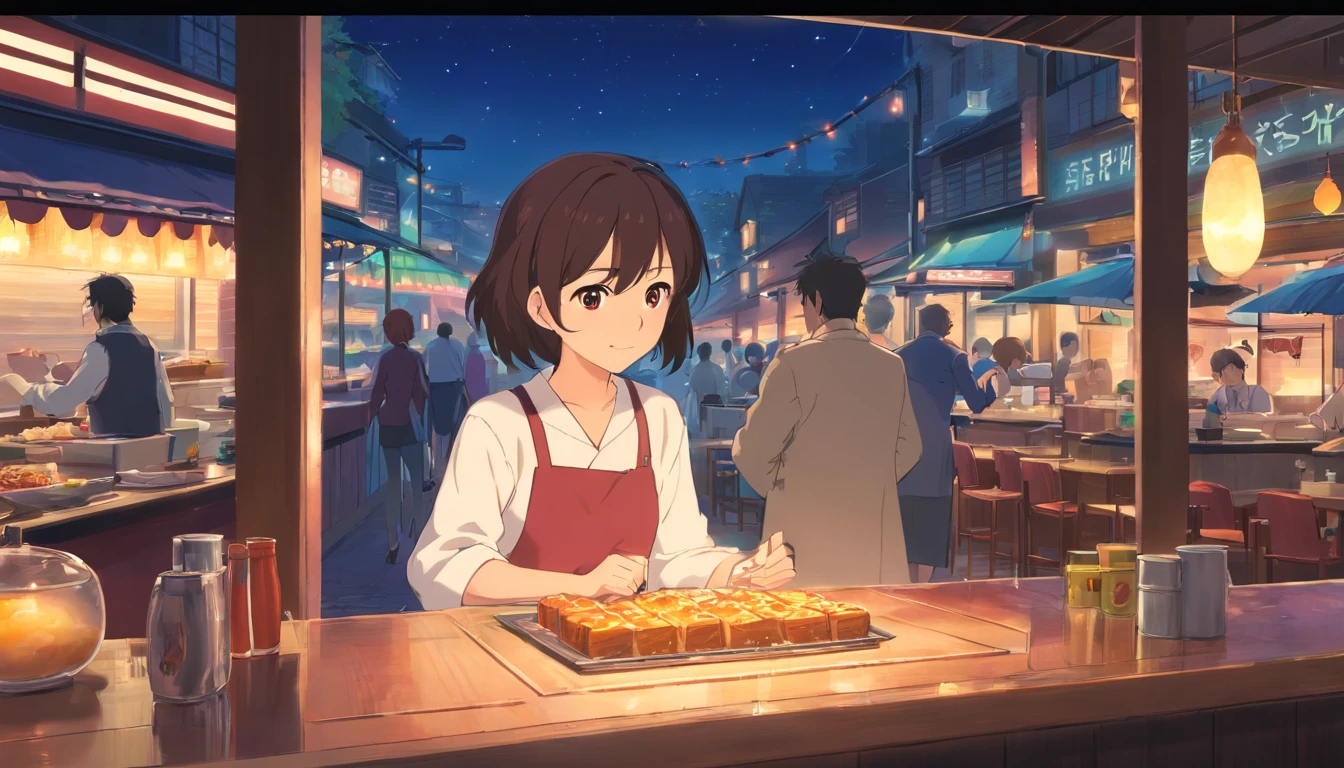 Midnight Restaurant,Warm healing,delicacies,super high image quality,Ultra-clear details,Hayao Miyazaki anime style