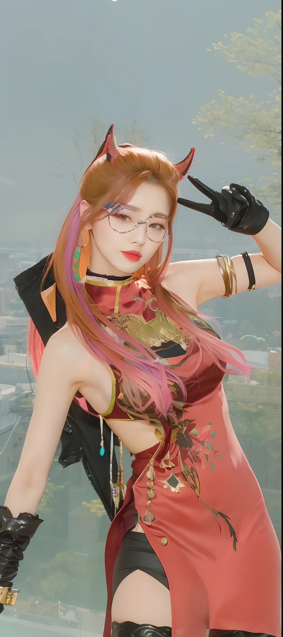 ((Best quality, 8k, Masterpiece :1.3)), Whole body, Sharp focus :1.2, A pretty woman with perfect figure :1.4, Slender abs :1.2, ((Dark brown hair, Big breasts :1.2)), body dress :1.1, (Night city view, Modern balcony :1.1), Highly detailed face and skin texture, Detailed eyes, Double eyelid, Small Bust, OL Uniform, Office Wear, white T-shirt, exposed cleavage, (Black Pantyhose), (), Interior Scene, Office