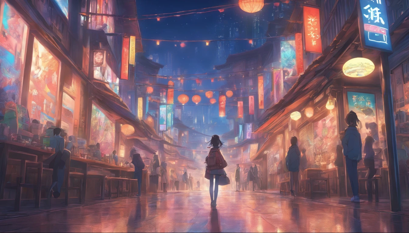 Hyper-detailing，comic strip，China-style，pupils，Street coffee shop，highly detailed surreal vfx，eventide，super-fine，dark hues，ultra - detailed，high qulity，8K ，oc rendered，dynamic viewing angle