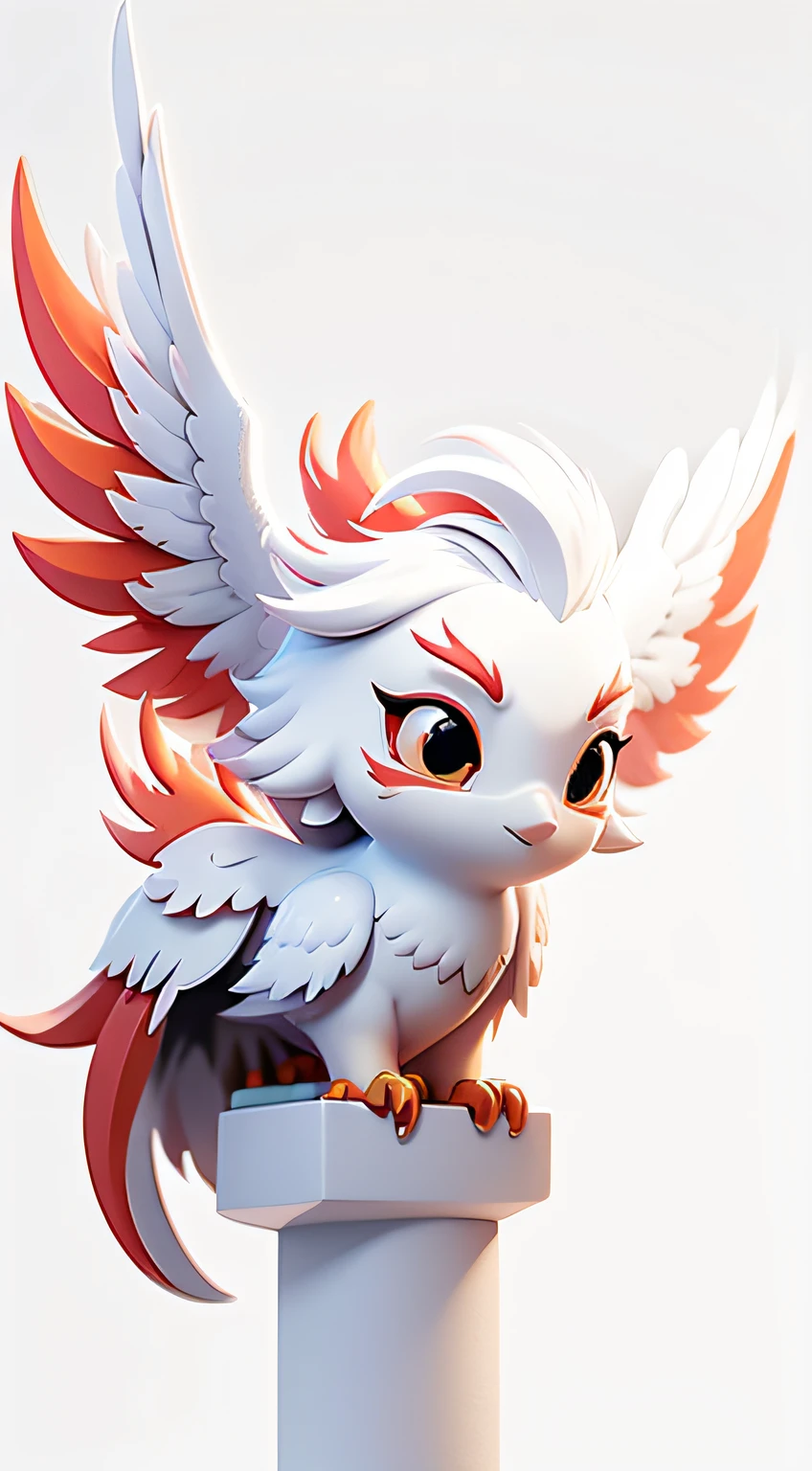 tmasterpiece、top-quality、ultra - detailed、(Chibi Phoenix:1.2)、Red Firebird、Burning, White body, Looking up,.。.。.3D, C4D, blender, Octane rendering, Simple white Beijing background, (White background :1.5), Front view,Front view,A masterpiece of pastel colors, Soft material, Best quality, Super detail, High quality, 4K --ar 3:4 --niji 5 -