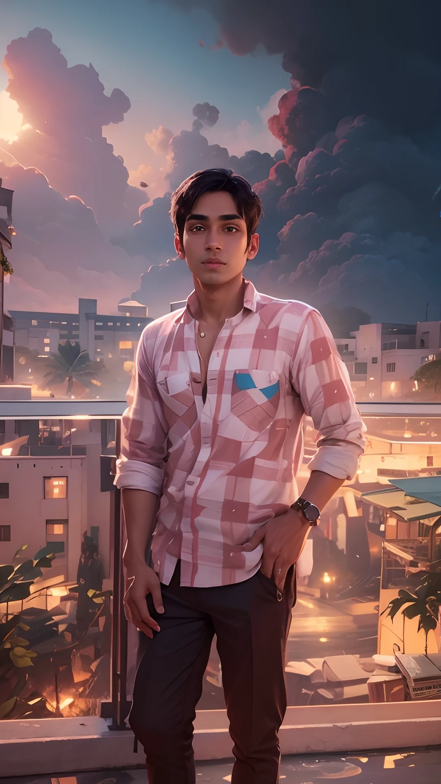 Add Indian smart boy with real face ,real face resolution,girl close with me