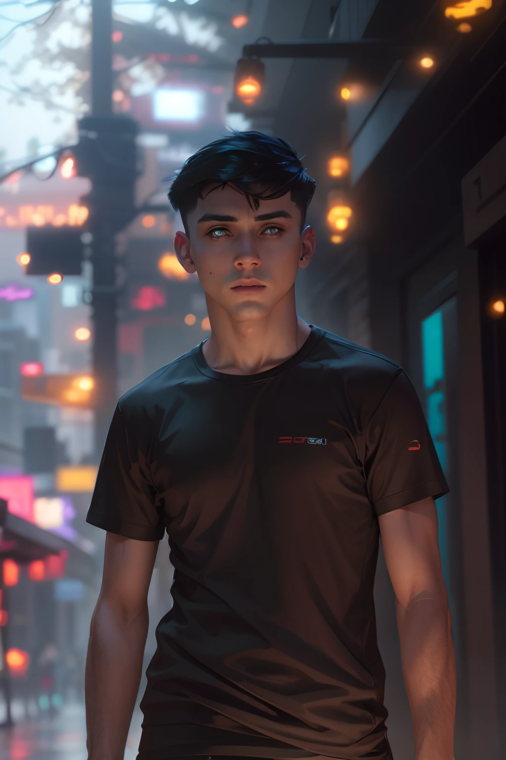 Change background cyberpunk haircut handsome boy 8k ultra
