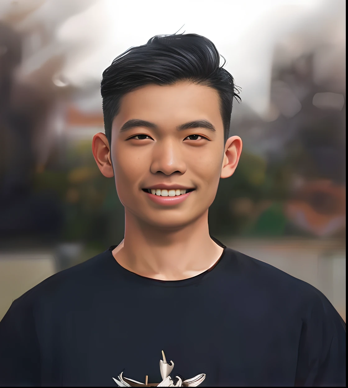 A young and handsome chef stands in front of the camera,Holding a tempting bowl of beef noodles,in the style of the stars art group xing xing, 32K, Best quality, Masterpiece, Super detail, Indonesian food