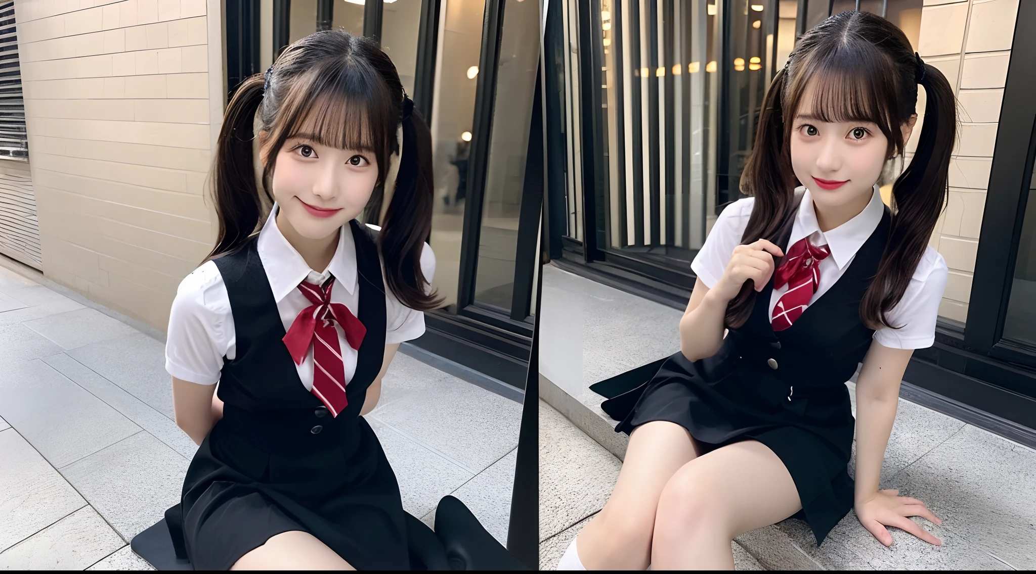 18-year-old high school girl in black miniskirt（poneyTail）