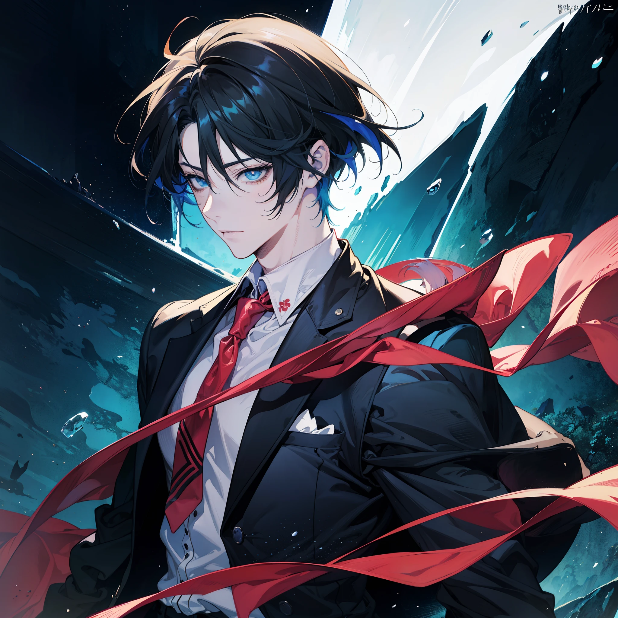 anime - style image of a man in a black jacket and red tie, handsome anime pose, anime handsome man, anime portrait of a handsome man, male anime style, young anime man, realistic anime artstyle, handsome guy in demon slayer art, tall anime guy with blue eyes, anime boy, badass anime 8 k, anime style 4 k, male anime character