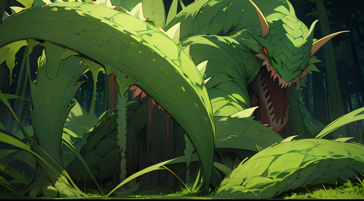 forest at night、Taiju's Monster、natta、plant monster、tentaculata、