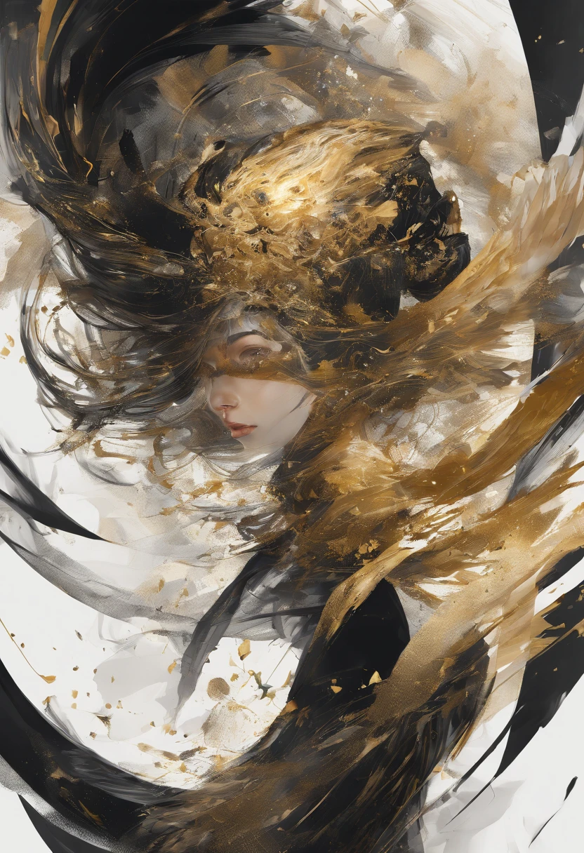 Perfect centralization, Fantastic black-gold beam, delight, Standing position, abstract beauty, centre, Looking at the camera, Facing the camera, nearing perfection, Dynamic, highly  detailed, Liso, foco nítido, 8K, A high resolution, illustration, art by Carne Griffiths and Wadim Kashin, Goldfish characters